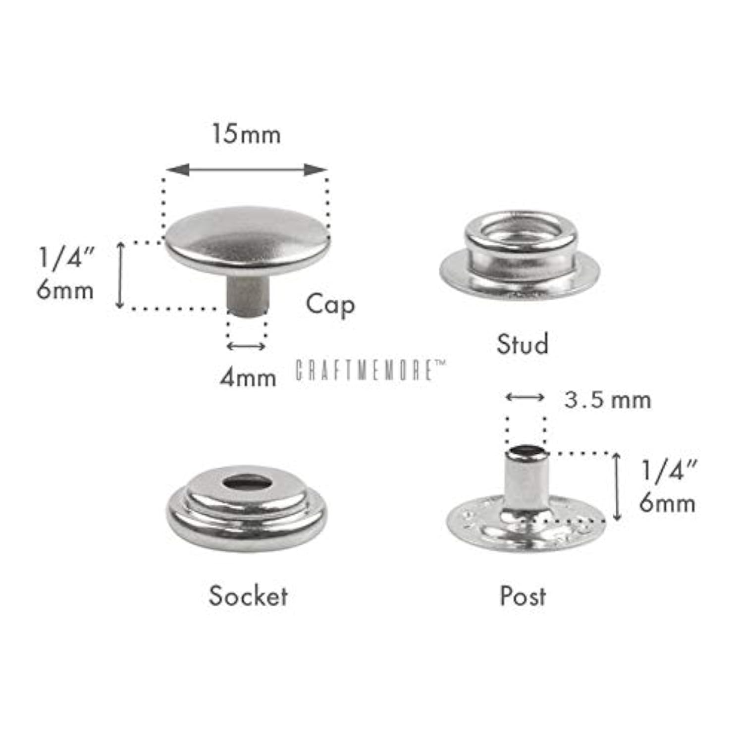 Snap Fasteners Color Plated Solid Brass Snaps Heavy Duty Press Stud Po