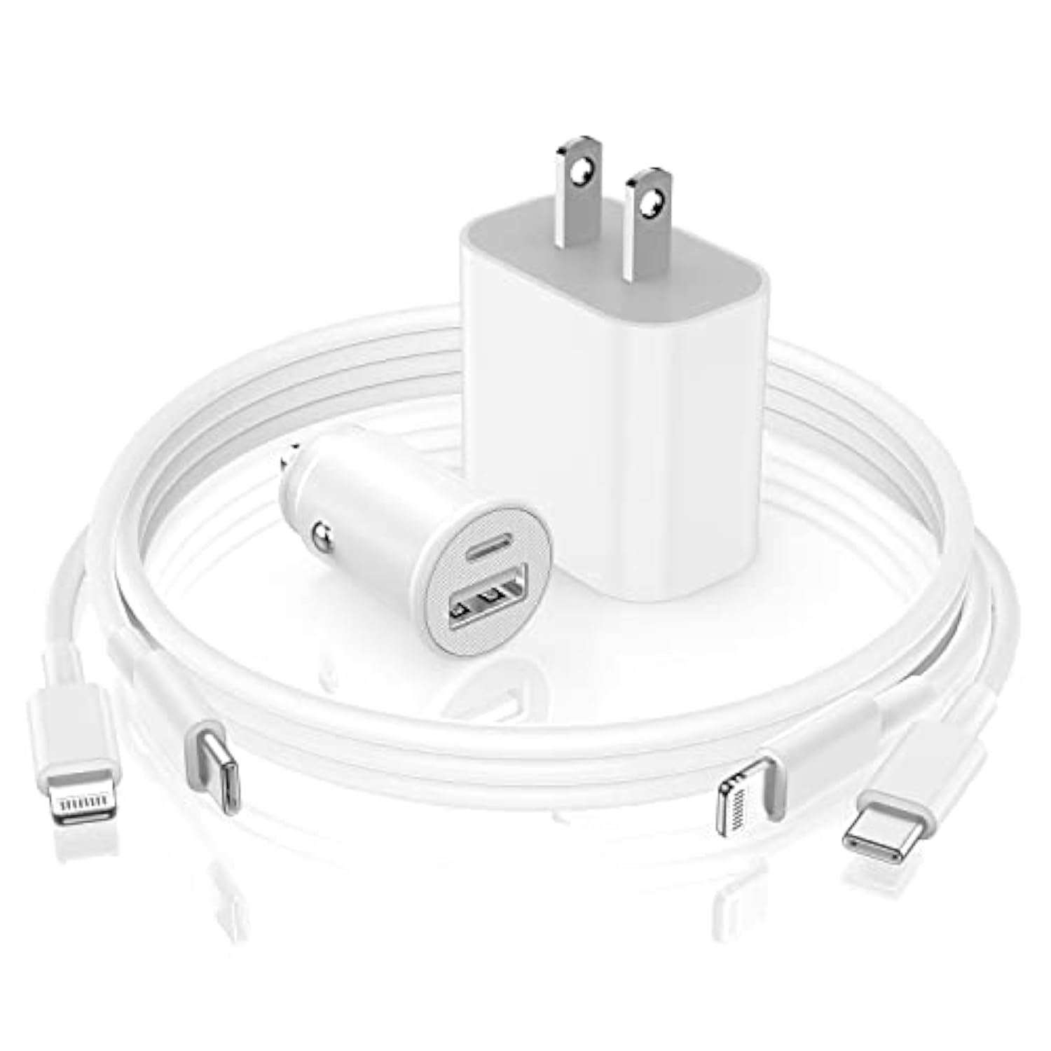 For Iphone Fast Charger?Apple Mfi Certified?, 20W Usb C Wall Charger Block/27W Car Charger Adapter With 2-Pack 3Ft Type C To Lightning Cable, Fast Charging Kit For Iphone 14/13/12/11Pro Max/Xr/Ipad