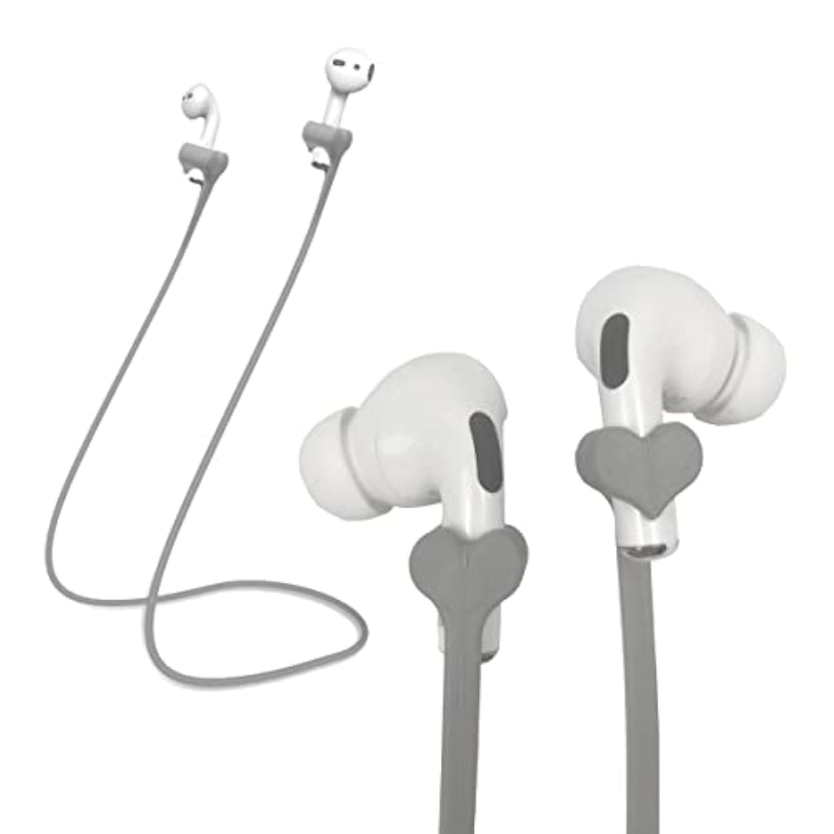 Magnetic Anti-Lost Straps For Airpods, 2 Pcs Soft Silicone Sports Lanyard Compatible With Airpods 4 And Pro,Pro2, Airpods 1/2, Bose Jbl Beats. (Grey)