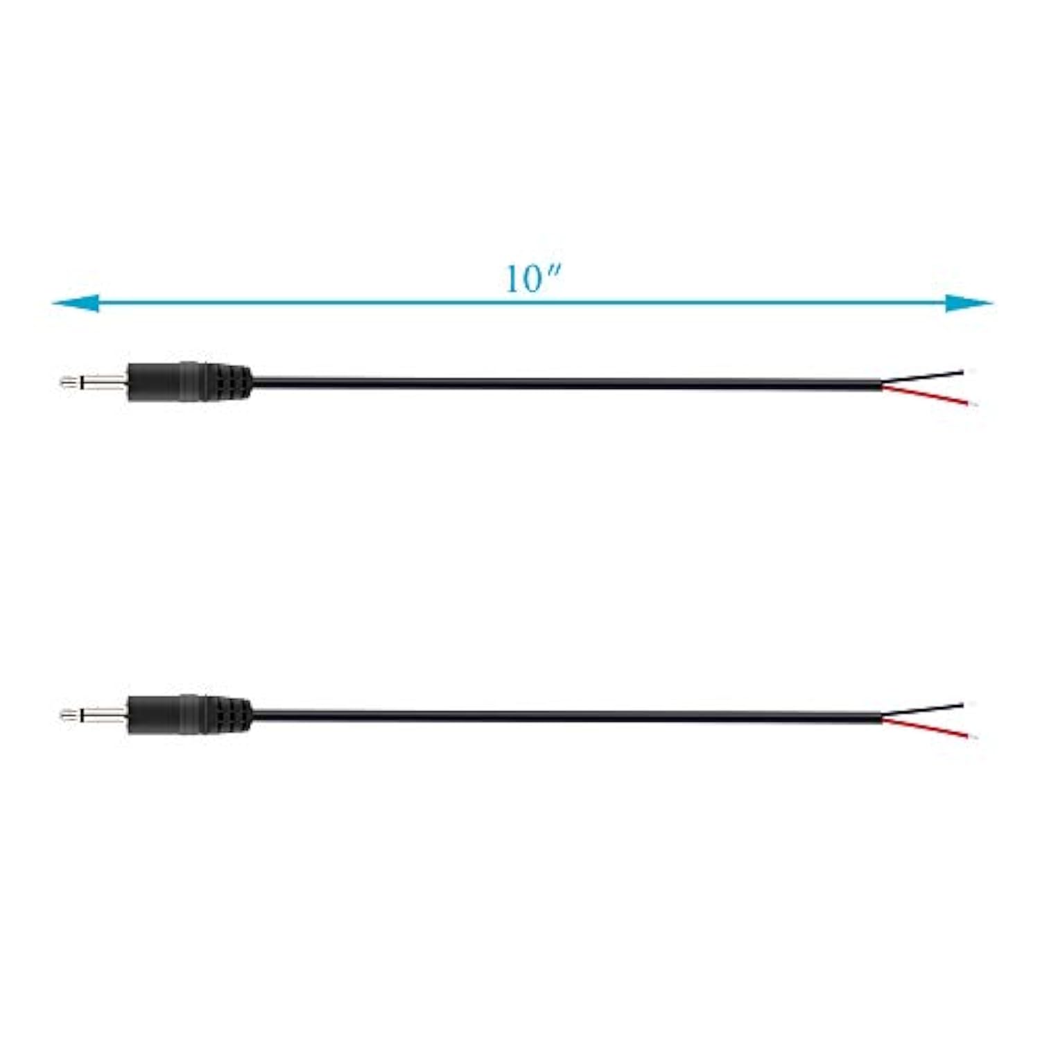 2-Pack 2.5Mm Male Plug To Bare Wire Pigtail Ts Mono 2.5Mm Jack Connector Adapter Repair Audio Cable