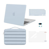 MOSISO Compatible with MacBook Air 13 inch Case 2025 2024 2023 2022 M4 A3240 M3 A3113 M2 A2681, Hard Case&Puffy Bag&Keyboard Cover&Webcam Cover&Screen Film for MacBook Air 13.6 inch Case, Baby Blue