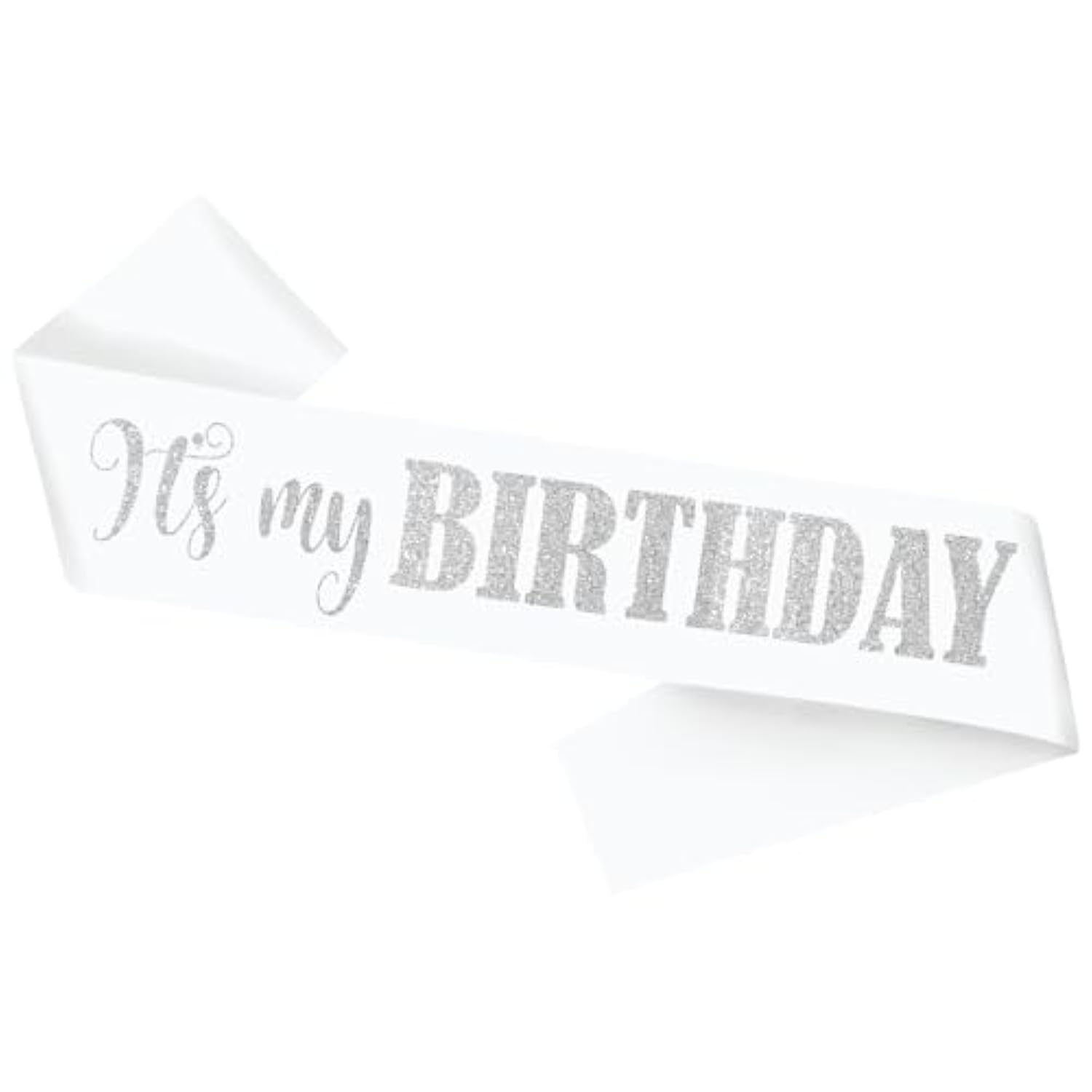 Birthday Sash, It'S My Birthday' Birthday Sash White Sash With Silver Foil Letter It'S My Birthday Sash For Men Women And Girls Party Decorations Favors White Silver