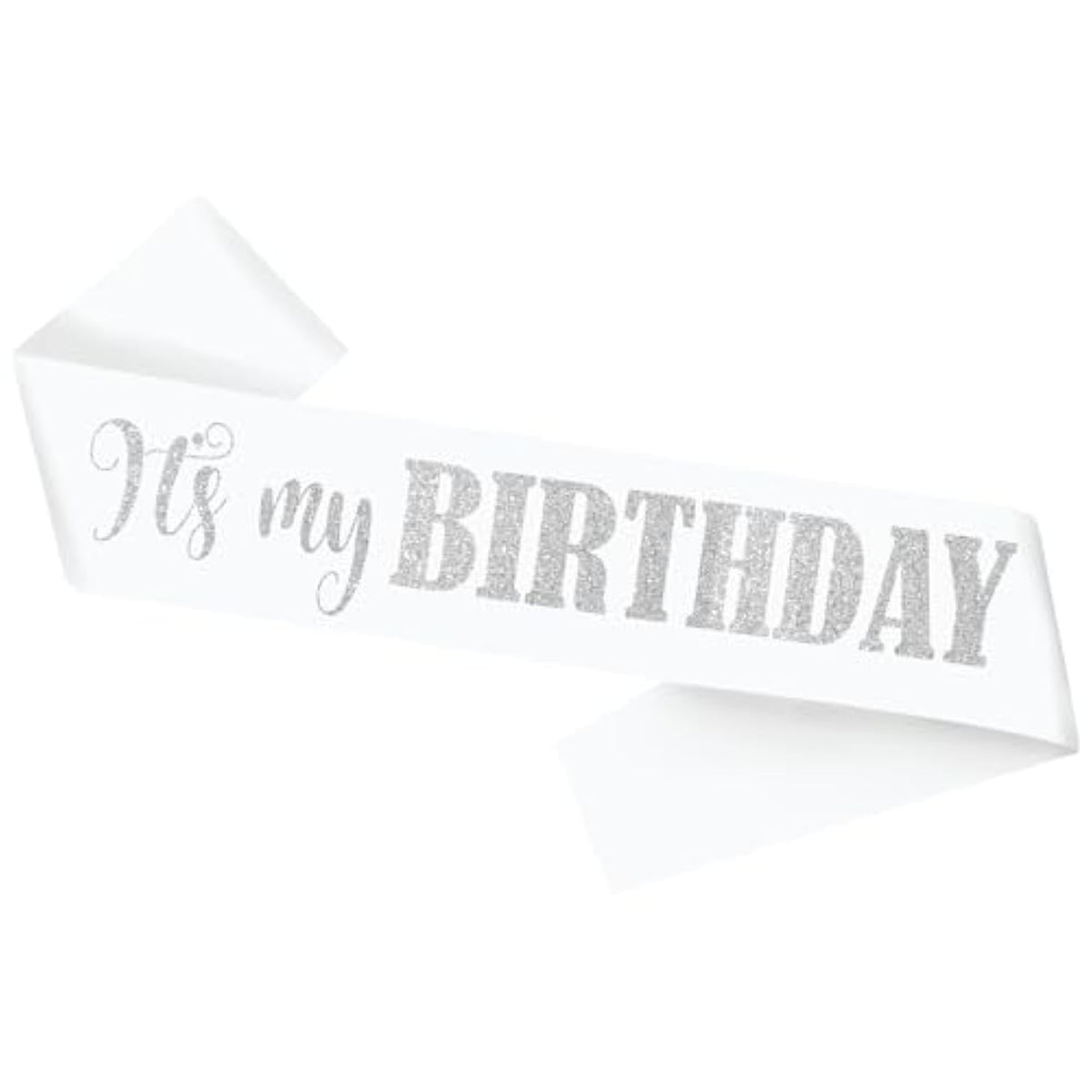 Birthday Sash, It'S My Birthday' Birthday Sash White Sash With Silver Foil Letter It'S My Birthday Sash For Men Women And Girls Party Decorations Favors White Silver