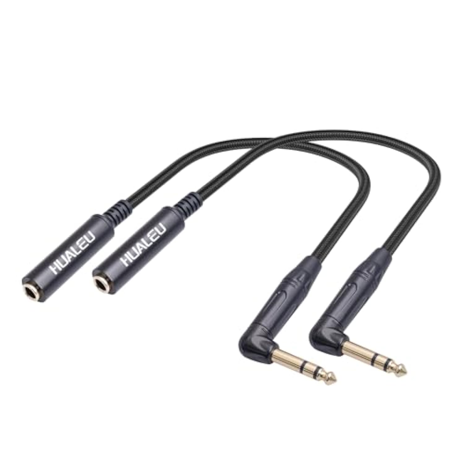 Huaelu 2Pack 1Ft Right Angle 6.35Mm Trs Stereo Male To Female Audio Cable,6.35Mm 1/4" Inch Stereo Plug Male To 1/4 Female Stereo Headphone Guitar Extension Cable Cord For Amplifiers,Headphone