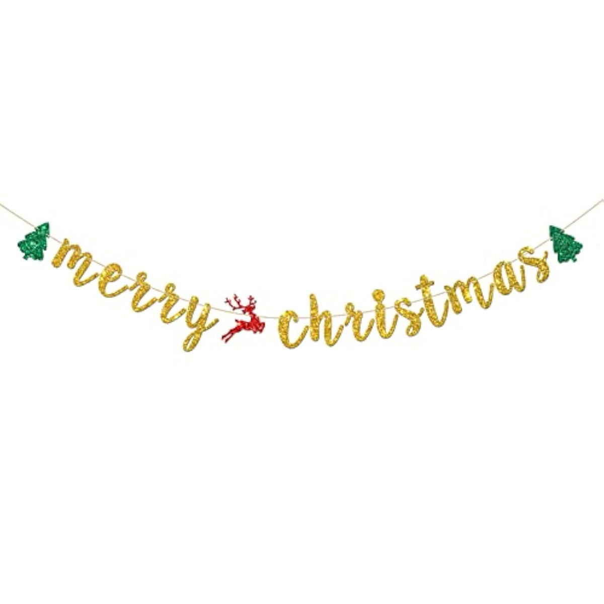 Merry Christmas Banner, Happy Holiday Party Decorations, Be Merry Banner, New Year Party Decoration Suppllies, Gold Glitter