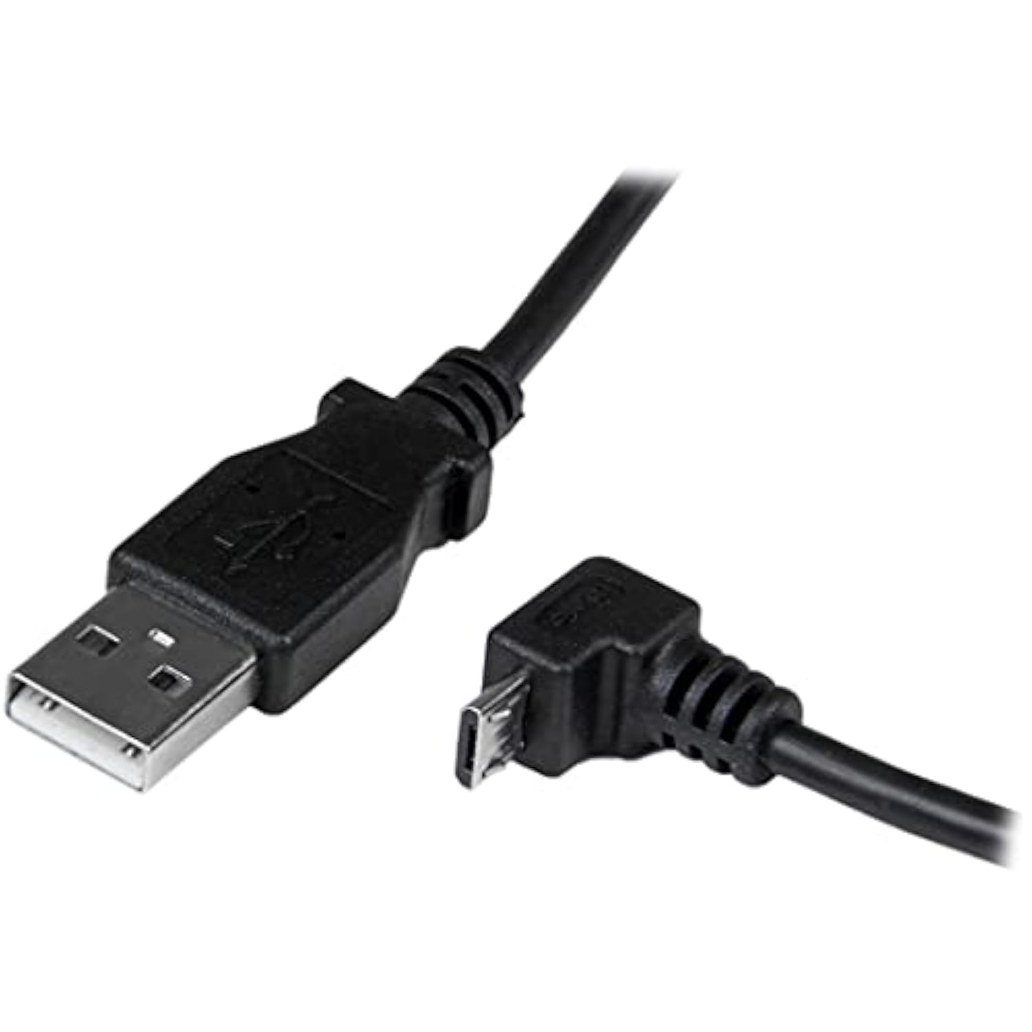 StarTech.com 2m Cord - A to Down Angle Micro B - Down Angled Micro USB Cable - 1x USB A (M), 1x USB Micro B (M) - Black (USBAUB2MD), 2m / 6 Feet