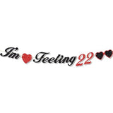Glitter I’m Feeling 22 Banner, 22nd Birthday Black Red Music Theme Party Decor