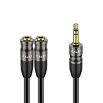 Headphone Splitter 3.5 Mm Audio Stereo Y Splitter Cable, 1/8 Inch Trs Male To Dual 1/8 Inch Trs Female Headphone Jack Adapter Aux Extension Cable For Phone/Ps4/Switch/Tablet, 0.65 Ft