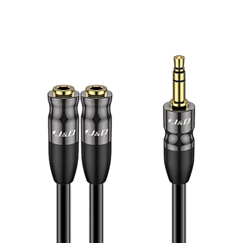 Headphone Splitter 3.5 Mm Audio Stereo Y Splitter Cable, 1/8 Inch Trs Male To Dual 1/8 Inch Trs Female Headphone Jack Adapter Aux Extension Cable For Phone/Ps4/Switch/Tablet, 0.65 Ft