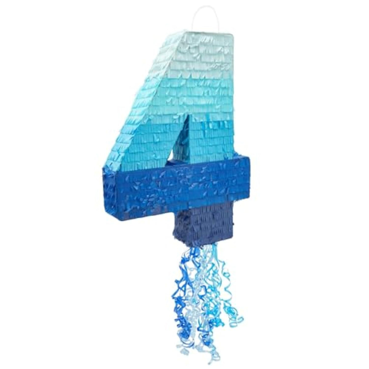 Number 4 Pull String Pinata For Boys 4Th Birthday Party Decorations - Ombre Blue (16.5 X 12 X 3 In 4 Pinata)