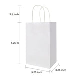 100 Pack 5.25X3.25X8.25 Inch Small White Kraft Paper Bags With Handles Bulk For Birthday Wedding Party Favors Grocery Retail Shopping Business Goody Craft Gift Bags Cub Sacks (100Pcs Count)