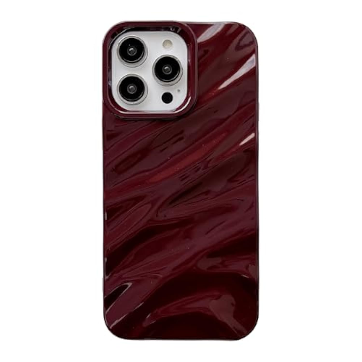 For Iphone 14 Pro Max Case,Water Ripple Pattern Curly Wave Shape Soft Phone Case (Wine Red)