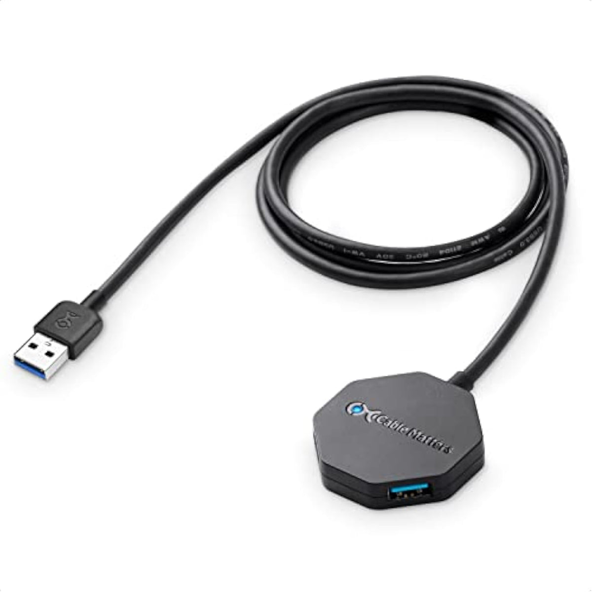 Cable Matters Ultra Mini 4 Port USB Hub with Long 4 ft Extension Cable Tail (U