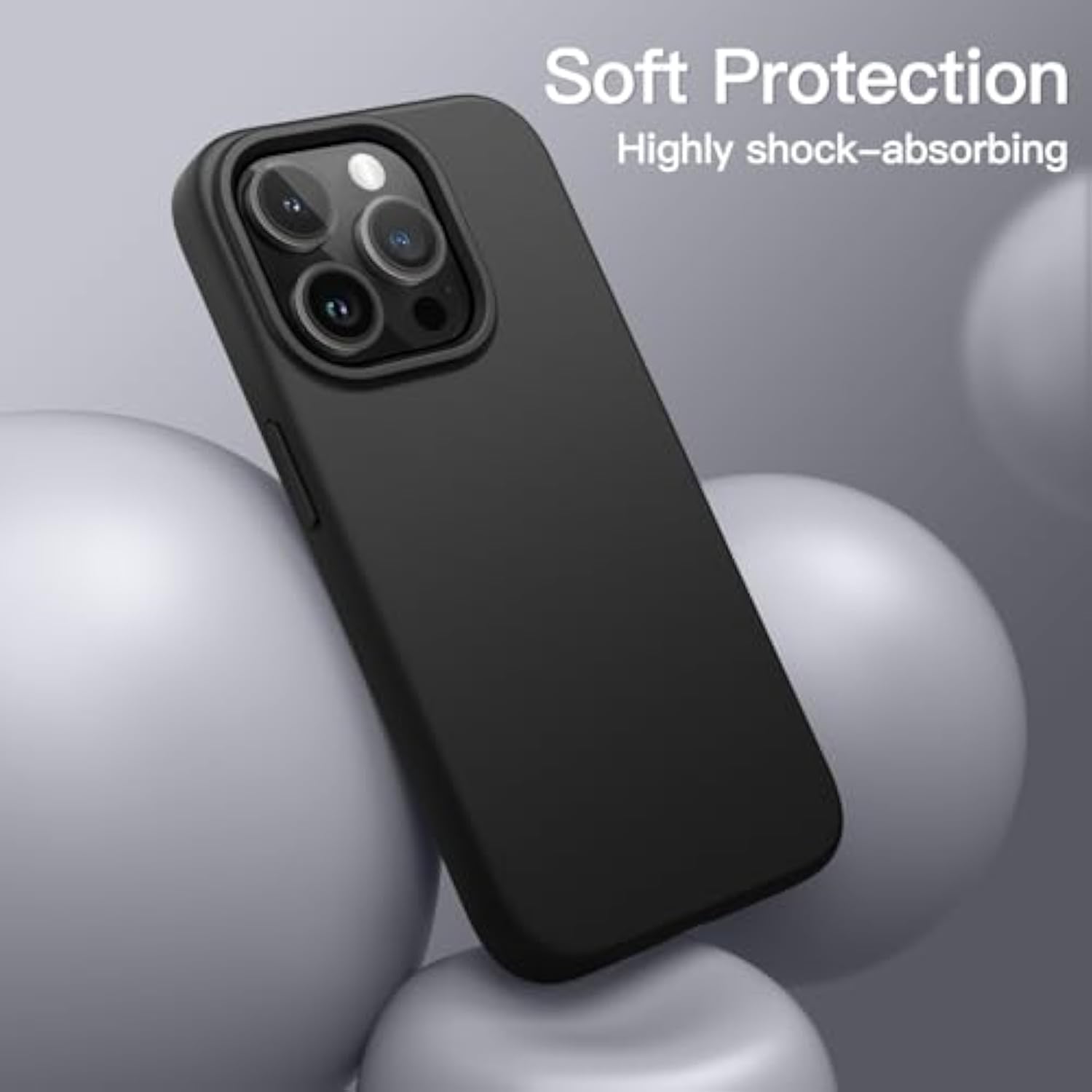 JETech Silicone Case for iPhone 13 Pro 6.1-Inch, Silky-Soft Touch Full-Body Protective Phone Case, Shockproof Cover with Microfiber Lining (Black)