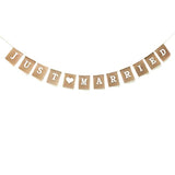 Just Married Bunting Banner Vintage Burlap Banner For Wedding, Bridal Shower, Bachelorette Party, Photo Props,Etc"