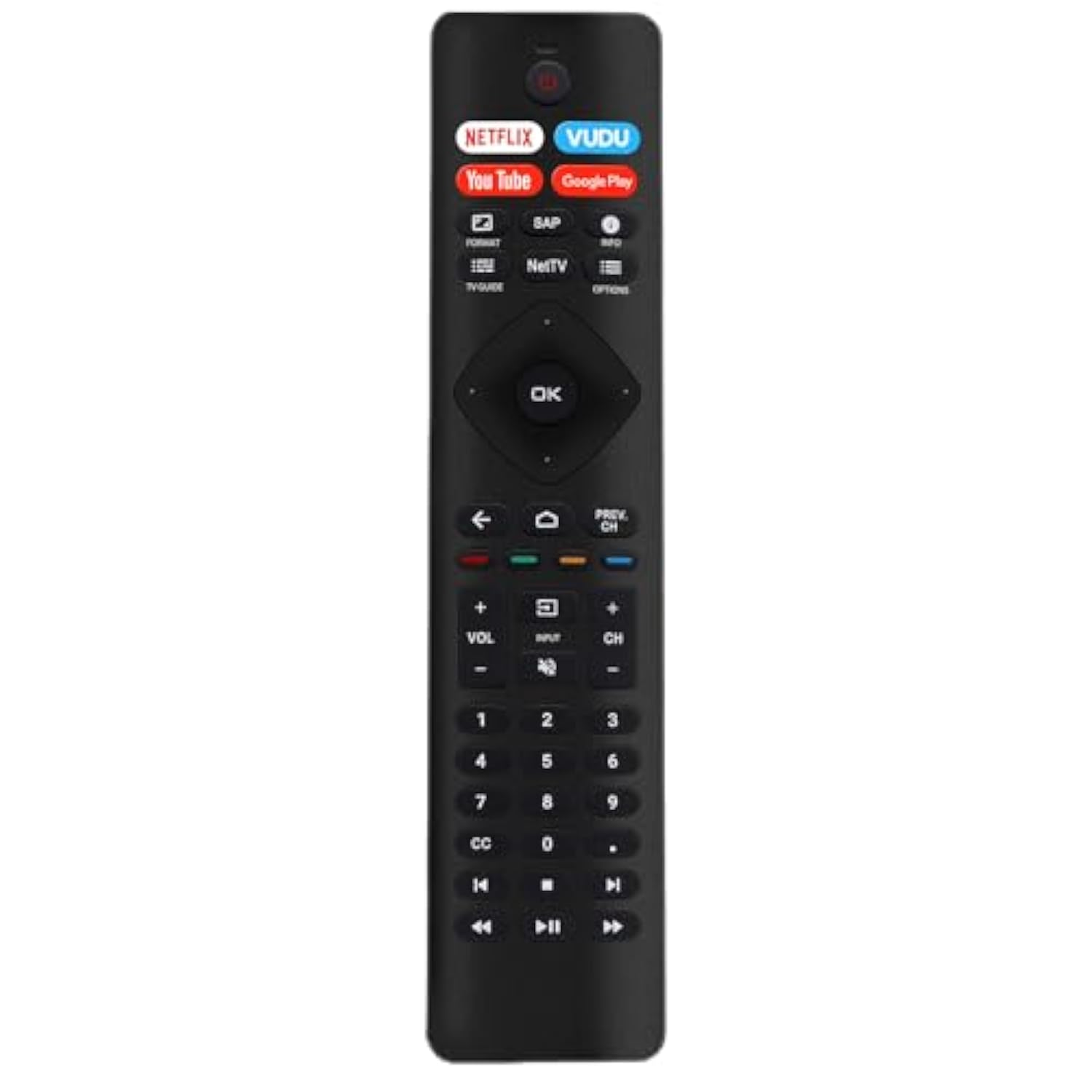 New Universal Remote For All Philips Tv Remote, Replacement Compatible For All Philips Smart Tv, Led, Lcd, Hdtv, 3D, 4K Uhd Tv, With Shortcut Button For Netflix, Vudu, Youtube, Google Play