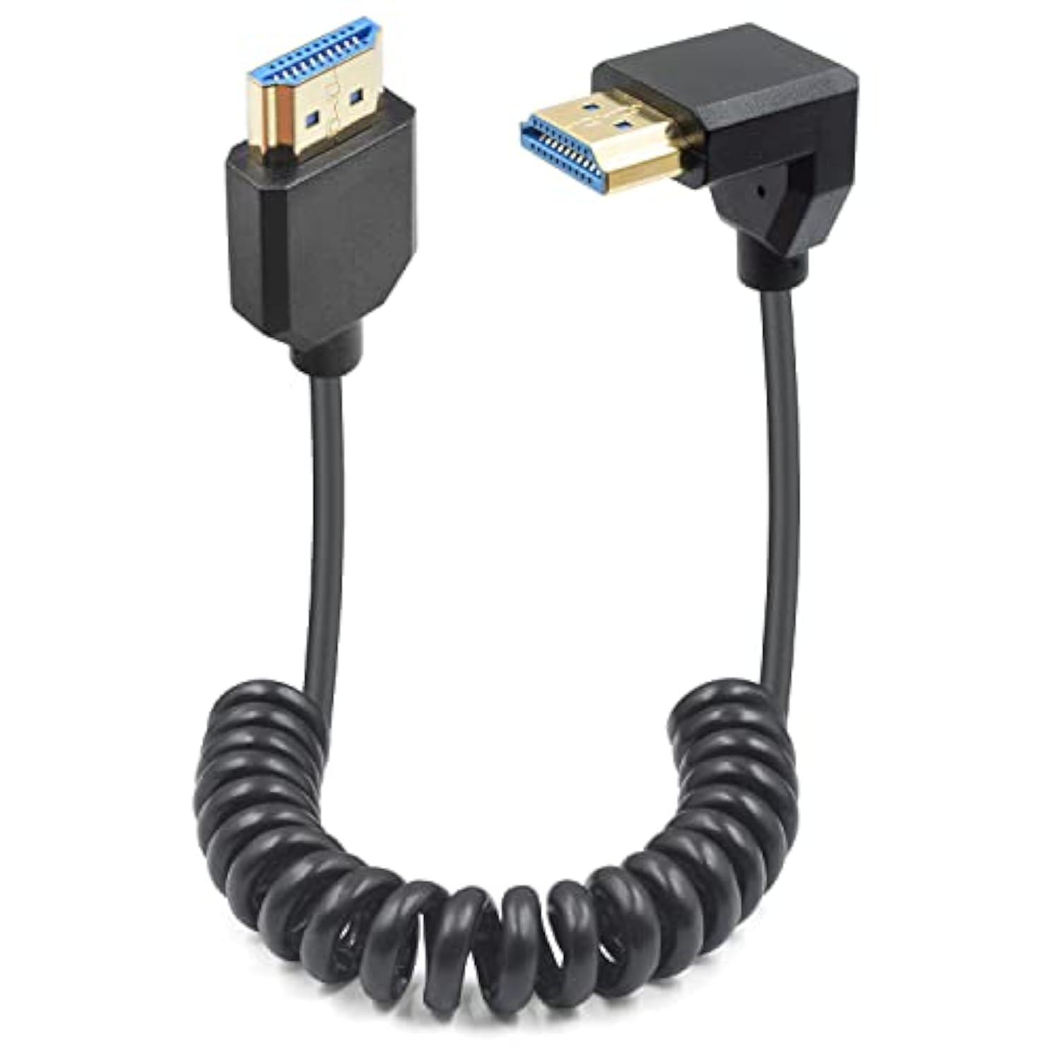 90 Degree Hdmi 2.1 Male To Male Coiled Cable 8K, Extreme Thin Down Angled Hdmi