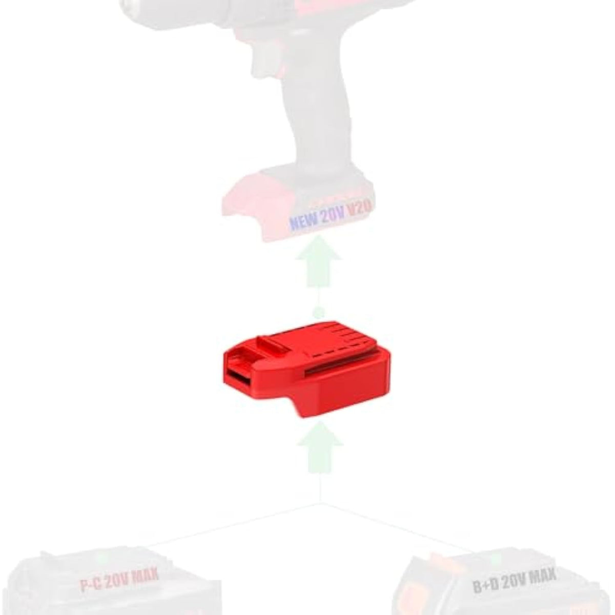 Adapter Upgrade For Craftsman New 20V V20 Tools - Compatible With Porter Cable 20V Max And Black & Decker 20V Max (Not Older 18V) Batteries For Installation & Power Supply, 1 Adapter Only
