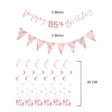 85Th Birthday Decoration Kit, Happy 85Th Birthday Banner Bunting Swirls Streamers, Triangle Flag Banner For Birthday Party Decorations Supplies Rose Gold 85Th