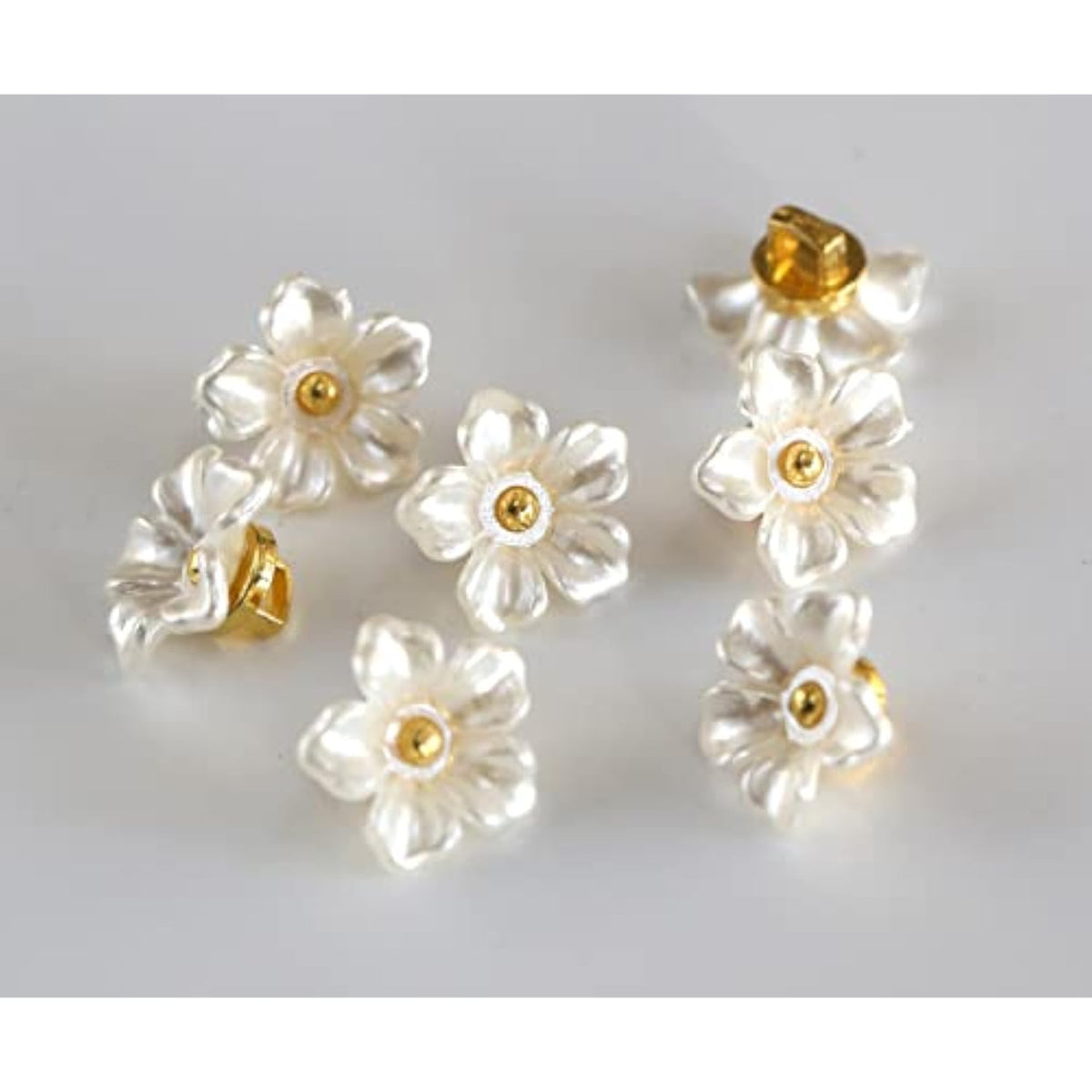 Flower Buttons For Sewing Plastic Craft Button 13Mm(0.52 Inch) Pearl C