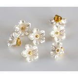 Flower Buttons For Sewing Plastic Craft Button 13Mm(0.52 Inch) Pearl C