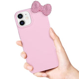 Cases For Iphone 12, Luxury Glitter 3D Rhinestone Bow Phone Cover Soft Litchi Pattern Protective Phone Case For Iphone 12 6.1" 2020