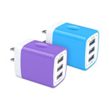 Usb Charger Plug, 2Pack 3.1A 3-Multi Port Usb Wall Charge Brick Adapter Charging Block Cube Box For Iphone 17/16E/16/15/14/13 Pro Max/12/Xs/X Ipad Samsung Galaxy A17 A16 A56 A15 5G S25 S24 S23