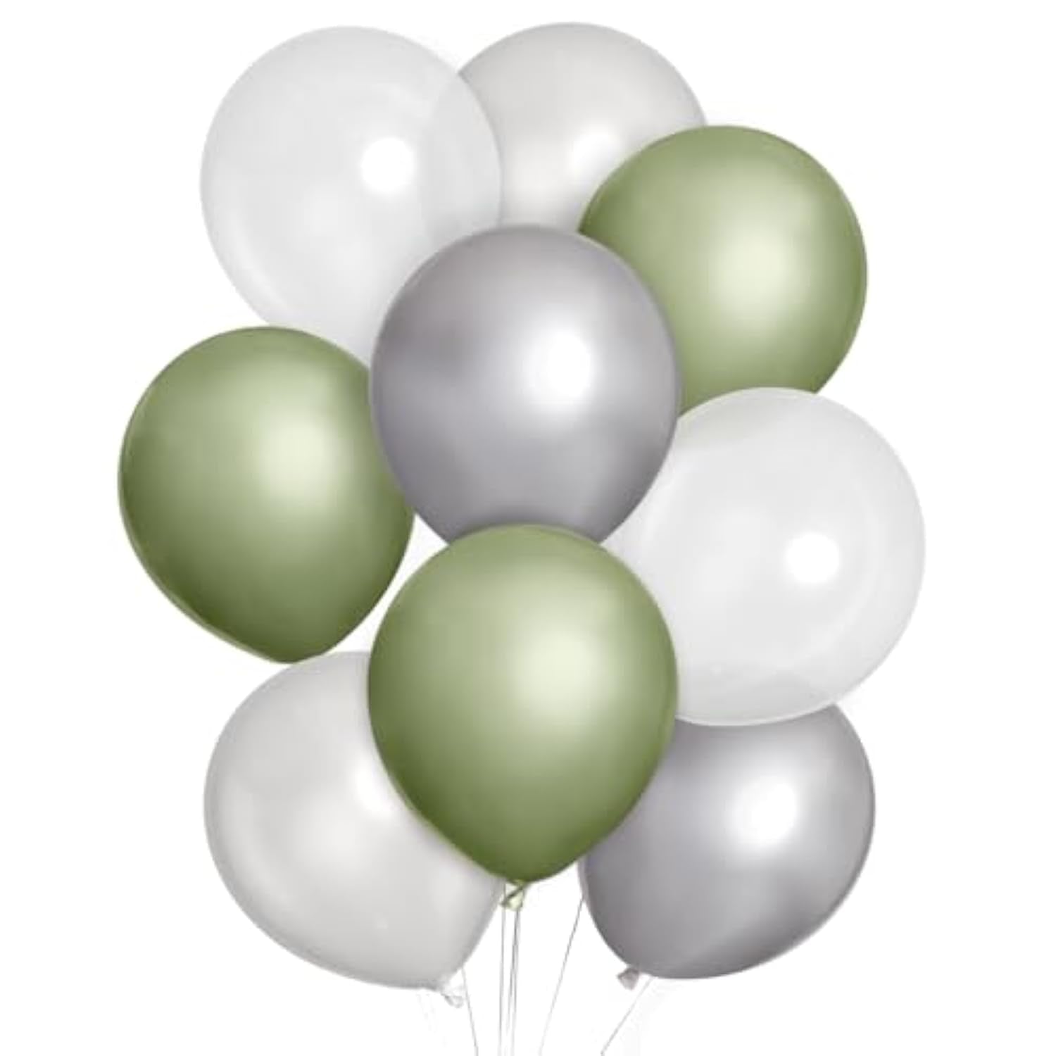 Metallic Sage Green Balloons - 24 Pk, 12" | Silver Birthday Decorations, Chrome Bachelorette Party Decor, Bday Supplies, Graduation Accessory