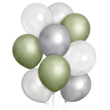 Metallic Sage Green Balloons - 24 Pk, 12" | Silver Birthday Decorations, Chrome Bachelorette Party Decor, Bday Supplies, Graduation Accessory
