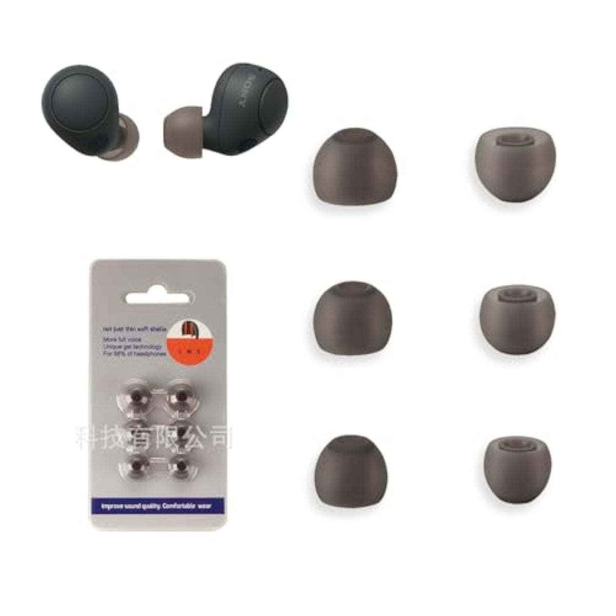 [3Pairs] Ear Tips For Sony Wf-C700N, Silicone Replacement Earbuds,S/M/L 3 Size,Earbuds Tips,Replacement Earbuds For Sony Wf-C700N(Grey)
