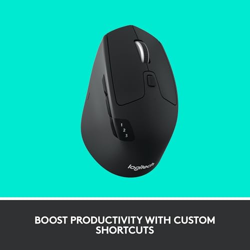 M720 Triathlon Multi-Device Wireless Mouse, Bluetooth, Usb Unifying Receiver, 1000 Dpi, 6 Programmable Buttons, 2-Year Battery, Compatible With Laptop, Pc, Mac, Ipados - Black