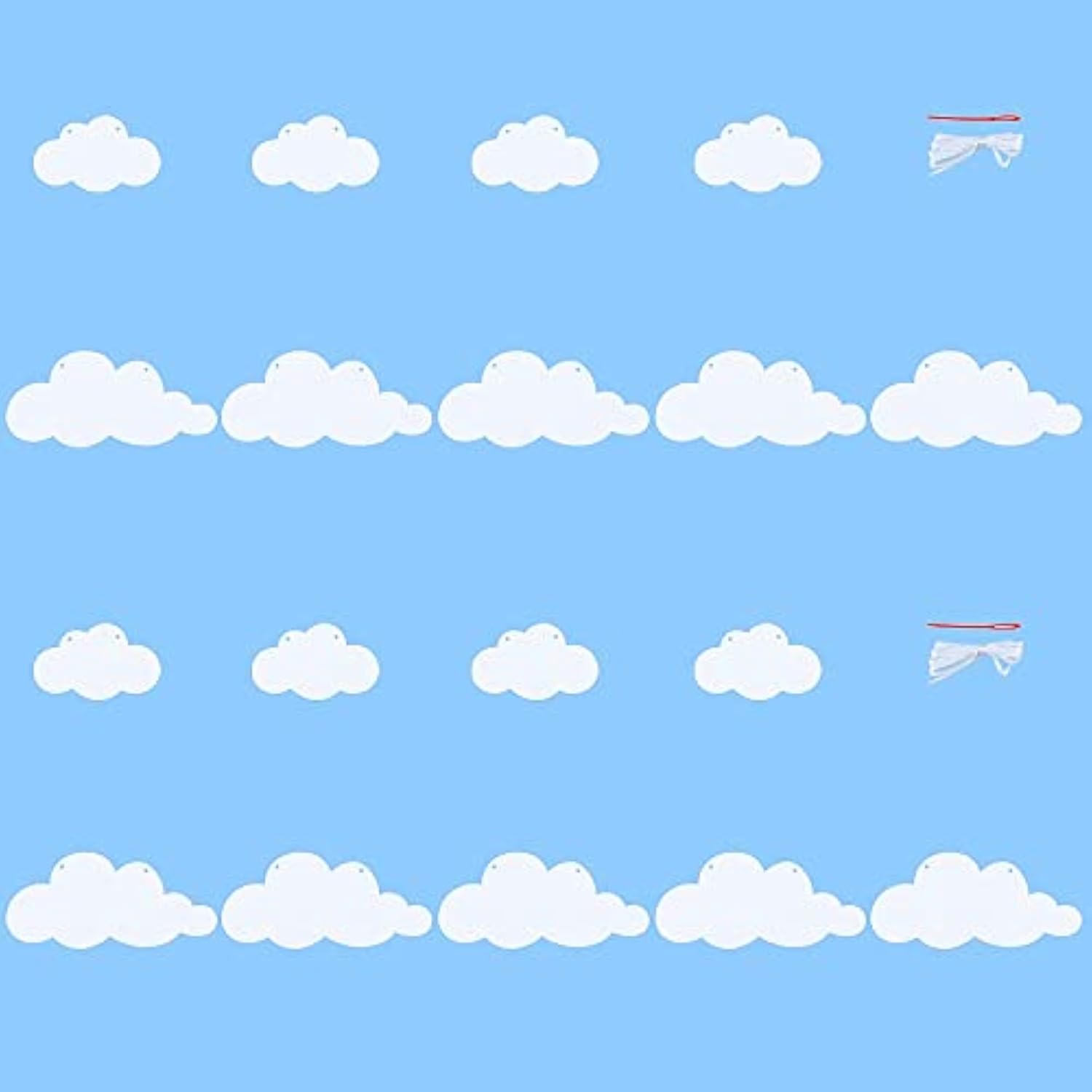 2Pack White Cloud Felt Garland Sky Theme Baby Shower Decorations