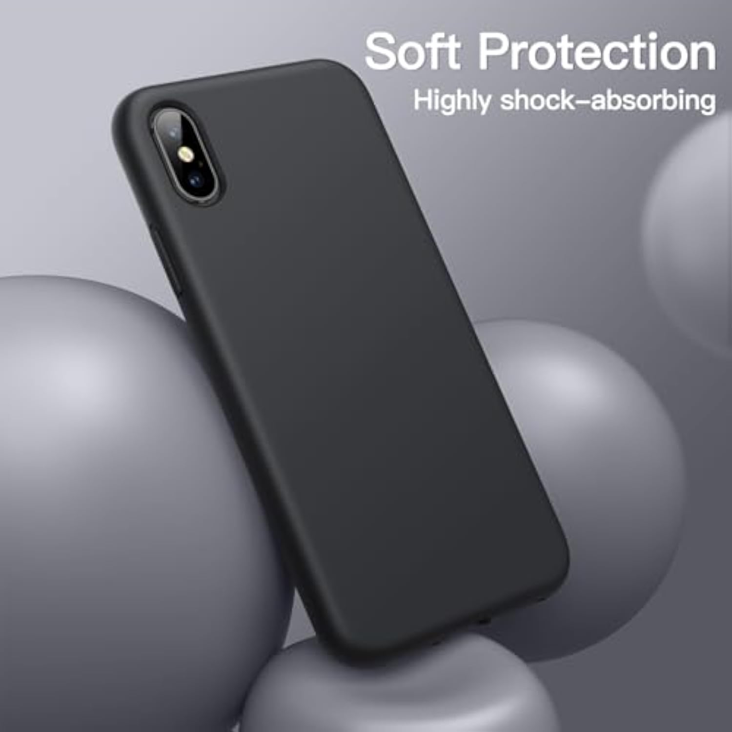 JETech Silicone Case for iPhone Xs Max 6.5-Inch, Silky-Soft Touch Full-Body Protective Case, Shockproof Cover with Microfiber Lining (Black)