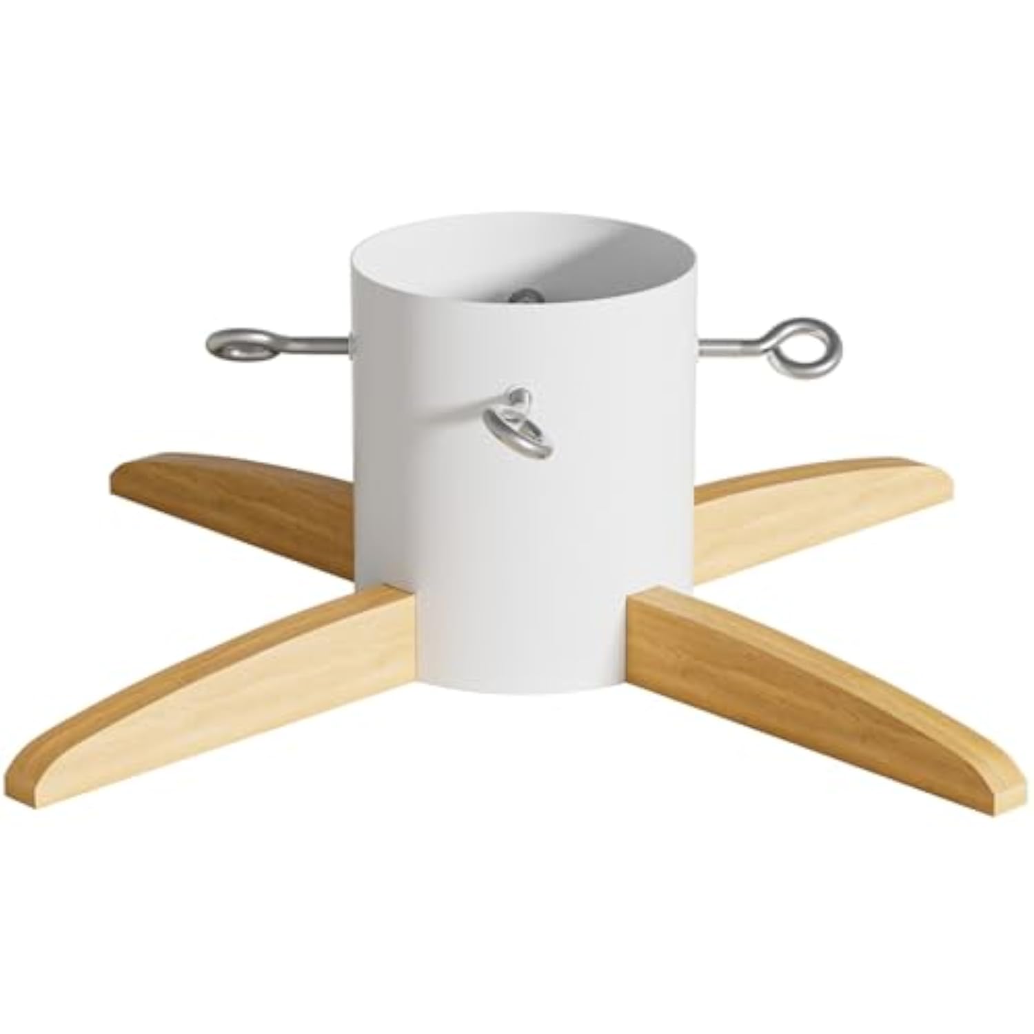 Christmas Tree Base Stand - Made Of Metal And Solid Wood, Suitable For 5-10 Ft Christmas Trees - White