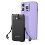 Ultra Slim 10000Mah Power Bank Built-In Cables And Foldable Ac Wall Plug, Pocket Size Usb C Portable Charger, External Battery Pack Compatible With Iphone Samsung Ipad Etc, Black