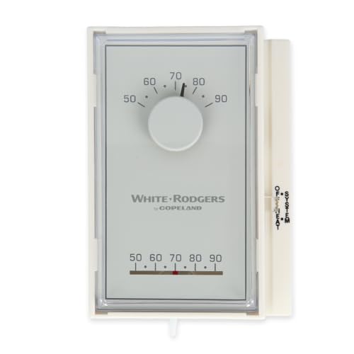 1E50N-301 Low V Mechanical Thermostat, 50 To 90 Degree F, White