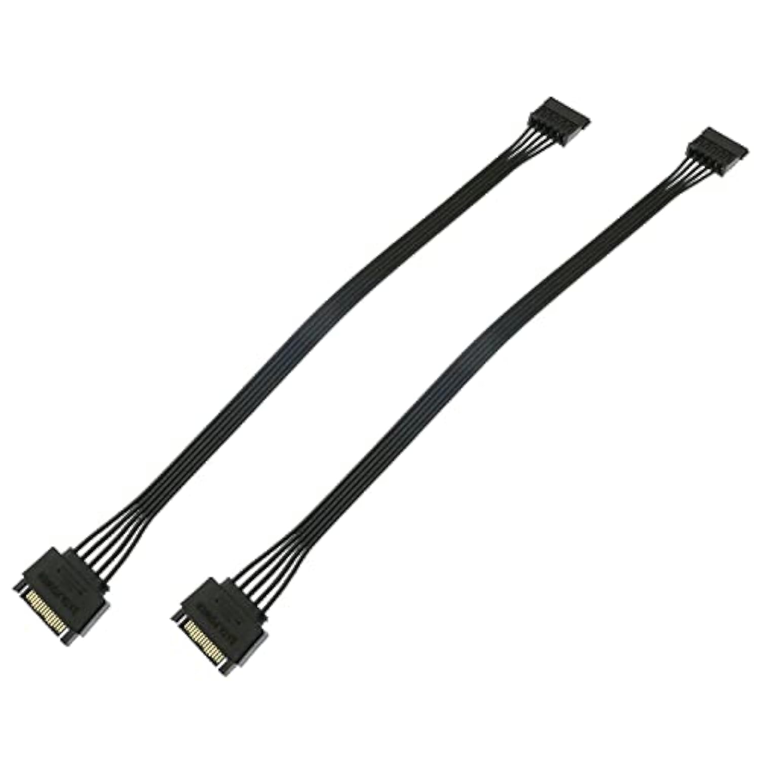 Sata Power Extension Cable 2Pcs 11.8Inch Black 15Pin Sata Male To Female Exten