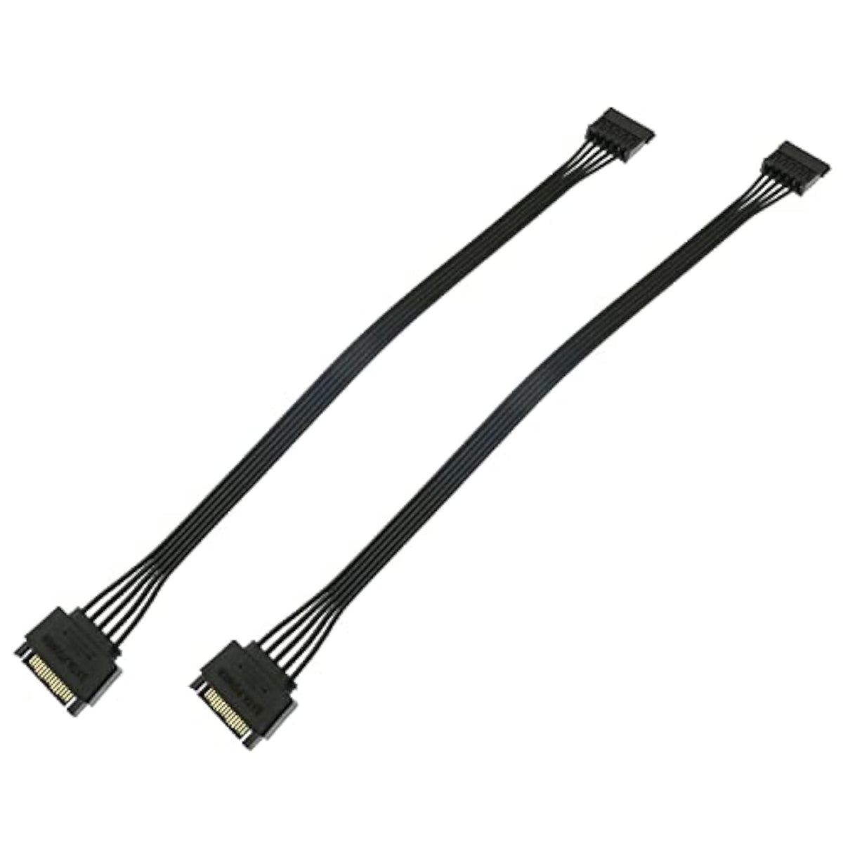 Sata Power Extension Cable 2Pcs 11.8Inch Black 15Pin Sata Male To Female Exten