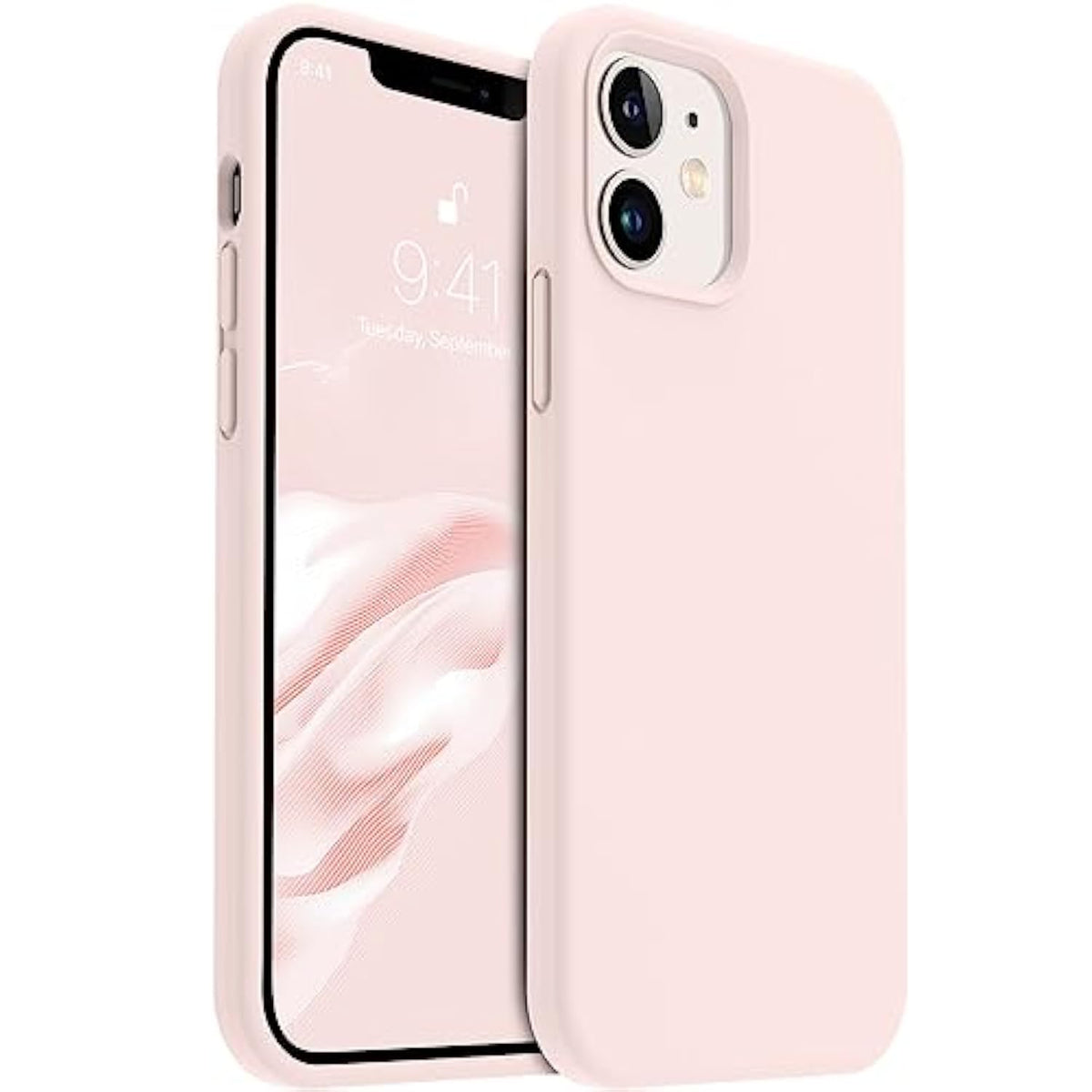 iPhone 12 6.1 Silicone Case Soft Anti-Fingerprint Flexible Bumper Chalk Pink