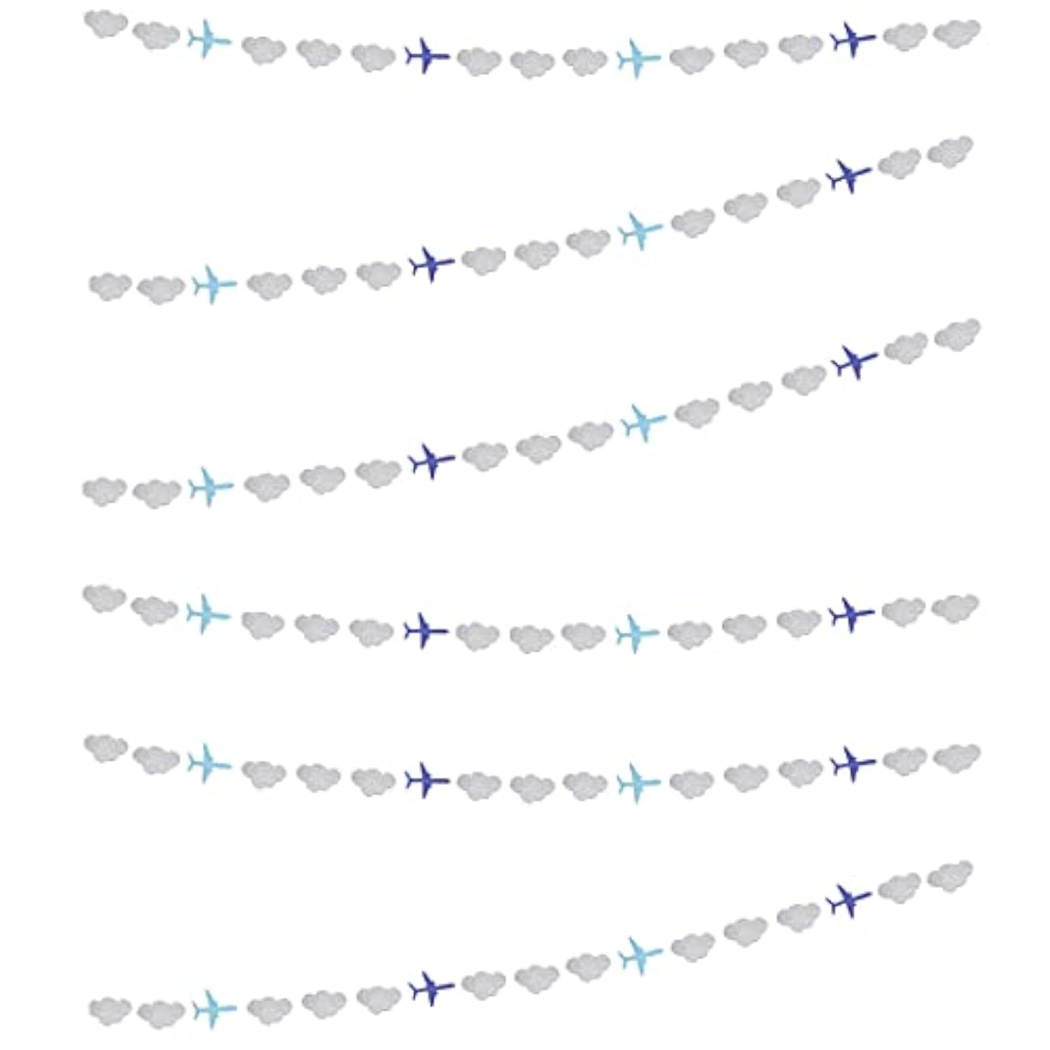 6pcs Glitter Airplane & Cloud Garland – Aviation Party Decor for Birthday, Baby Shower and More