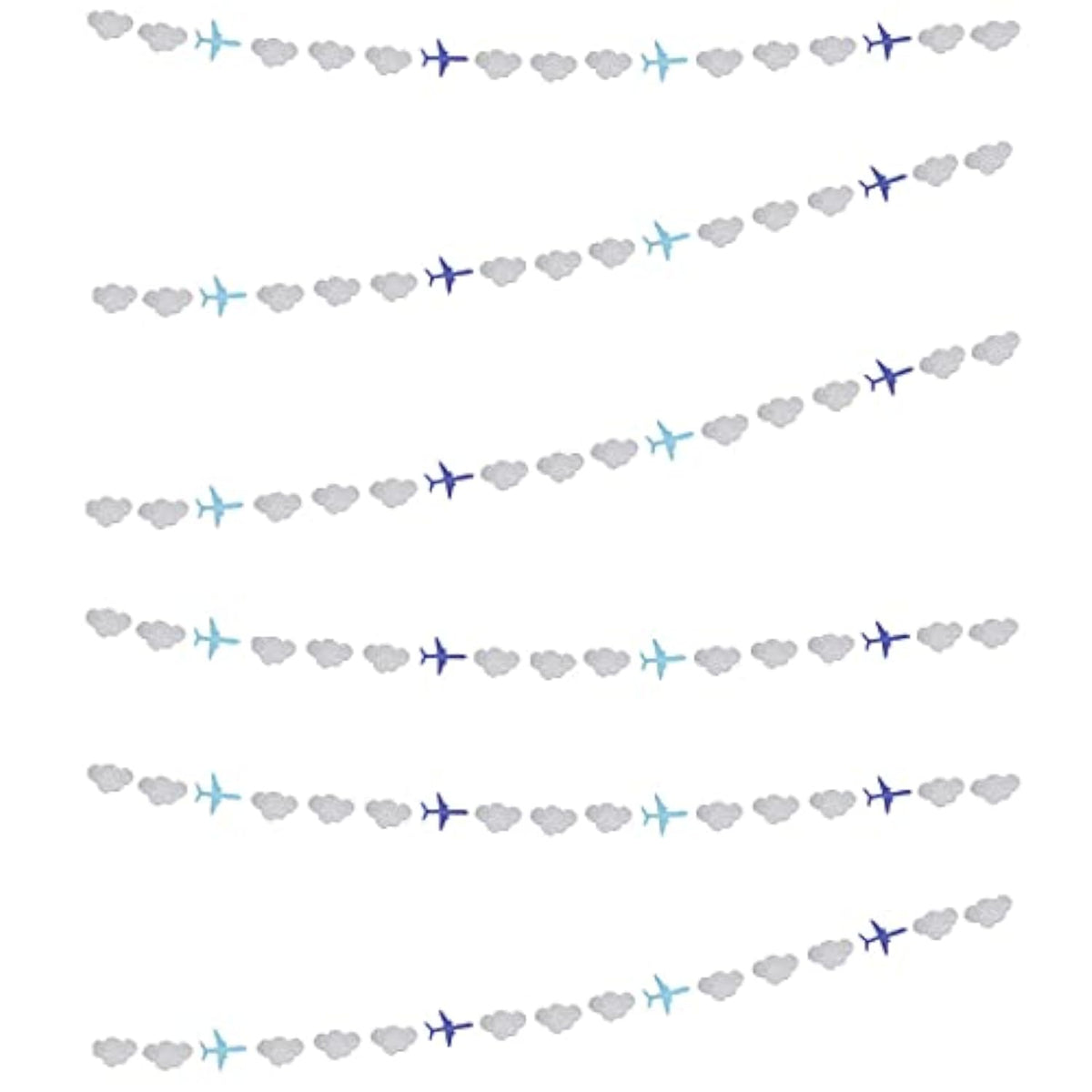 6pcs Glitter Airplane & Cloud Garland – Aviation Party Decor for Birthday, Baby Shower and More