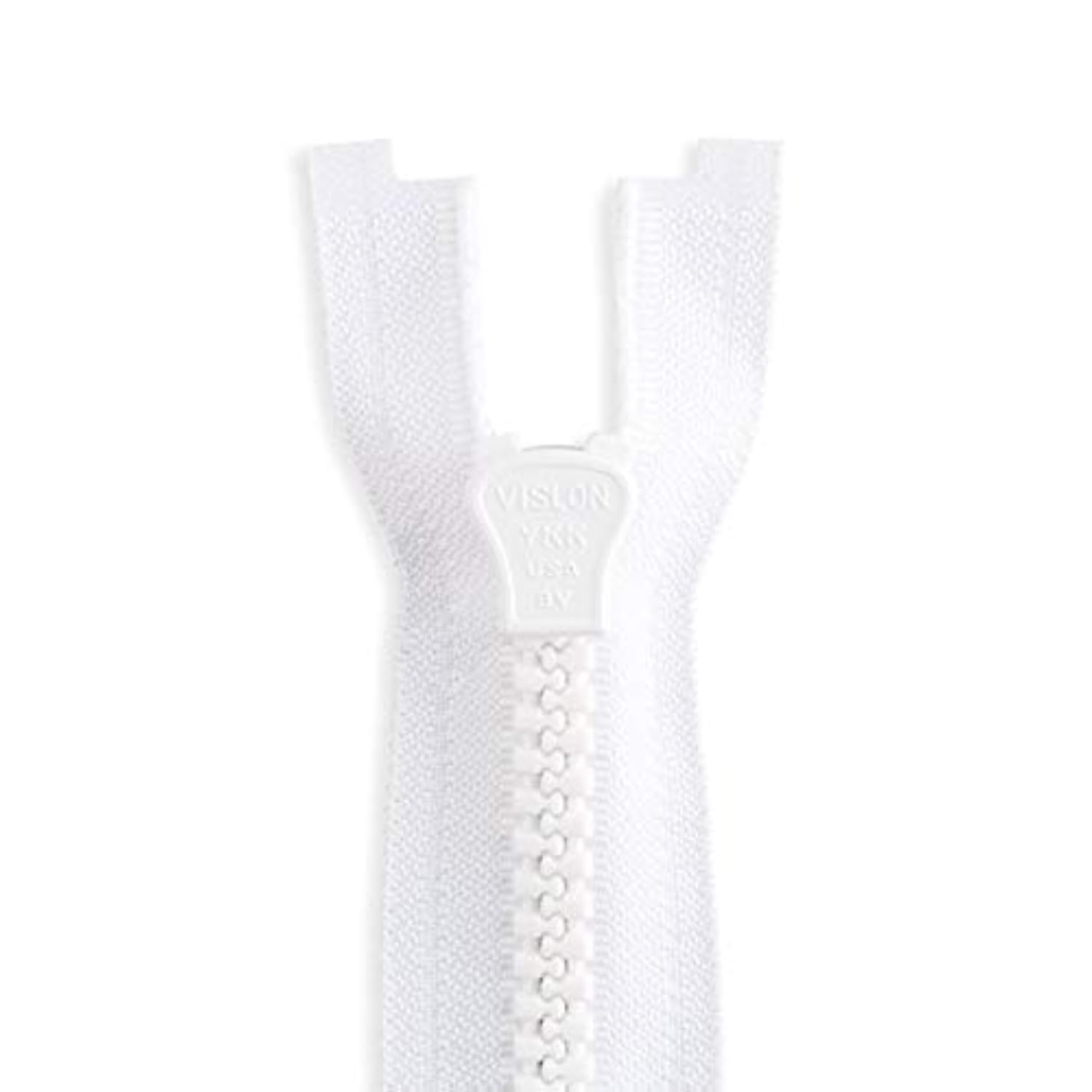 Molded Plastic Jacket Zipper 36" White Zip For Sewing Craft