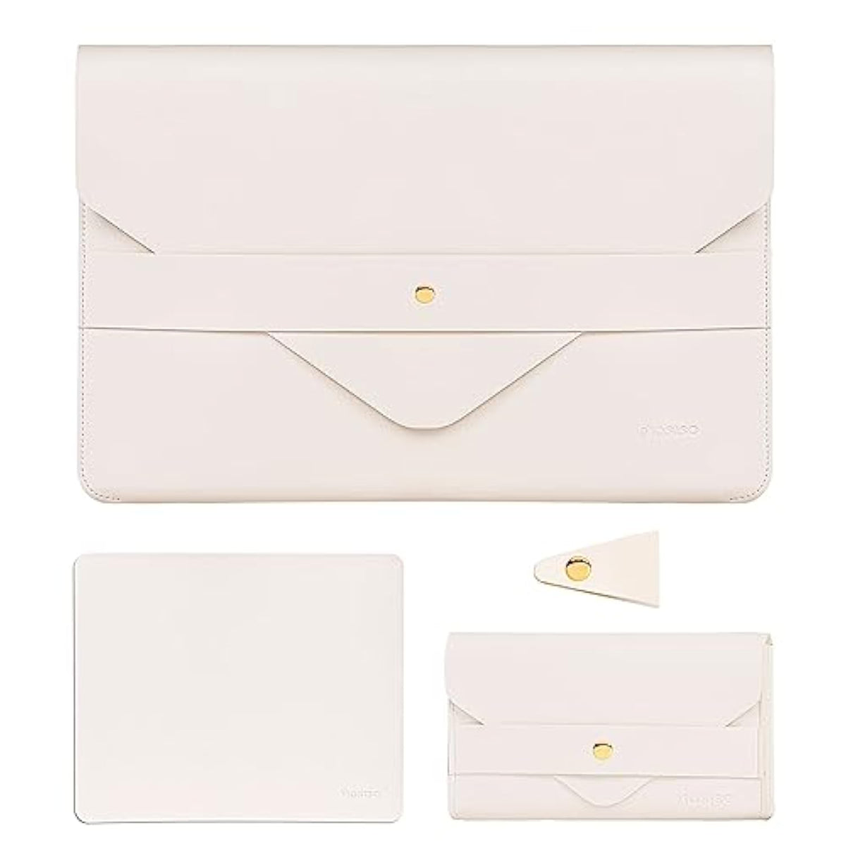 MOSISO Laptop Sleeve Bag Compatible with MacBook Air/Pro 13 inch, 13-13.3 inch Notebook, Compatible with MacBook Pro 14 inch 2025-2021 M4 M3 M2 M1 with Small Case&Mouse Pad&Cable Organizer, Beige