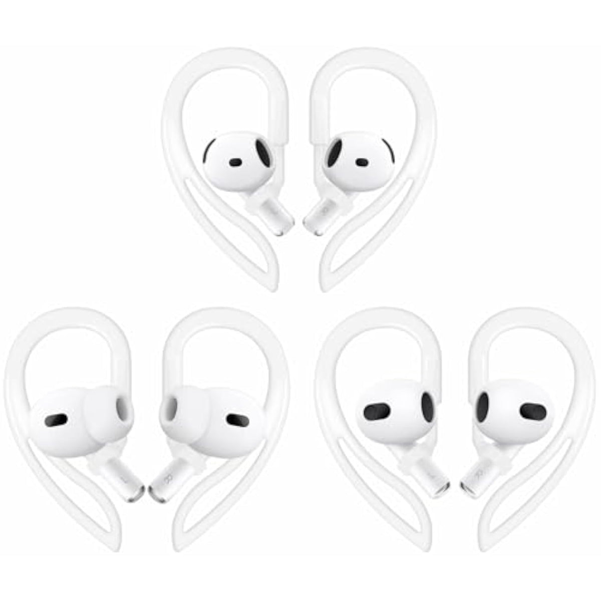 Compatible With Airpods 4 Ear Hooks, Replacement 360 Angle Rotation Adjustable Length Anti-Slip Sport Earhooks Wing Tips Holder Compatible With Airpods 3 / Airpods Pro 2 - White