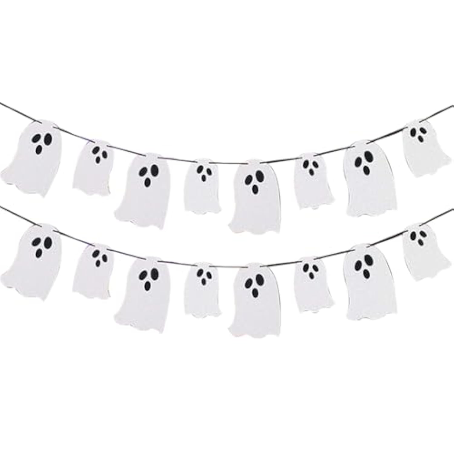 2 Pack Halloween Ghost Bunting Banner 16pcs Scary Garland Indoor Outdoor Decor