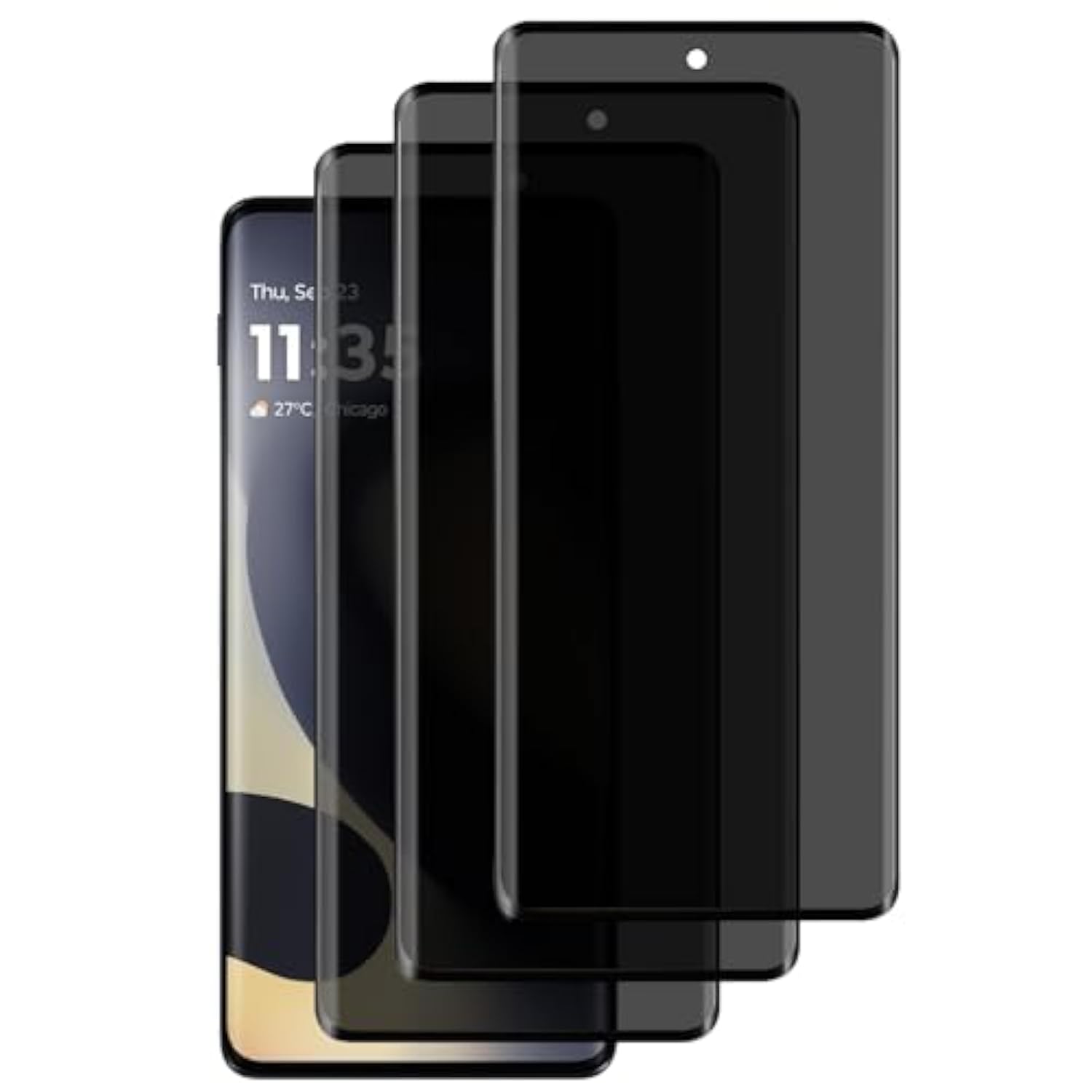3 Pack Privacy Screen Protector For Motorola Edge 2024,Anti-Spy Tempered Glass,3D Full Coverage,9H Hardness,Anti-Scratch,Bubble Free