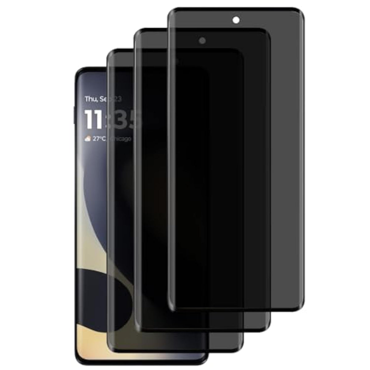 3 Pack Privacy Screen Protector For Motorola Edge 2024,Anti-Spy Tempered Glass,3D Full Coverage,9H Hardness,Anti-Scratch,Bubble Free