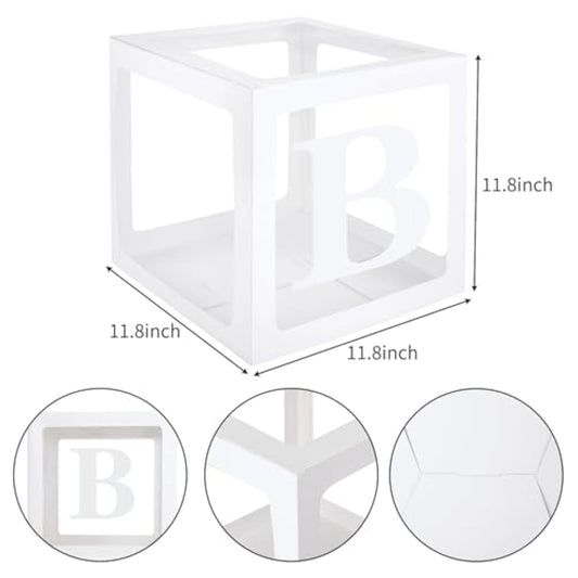 Baby Boxes For Baby Shower Decoration With 8 Letters And 36 Balloons 4Pcs Clear Balloon Boxes Baby Blocks For Girls Birthday Party Decorations(Pink)