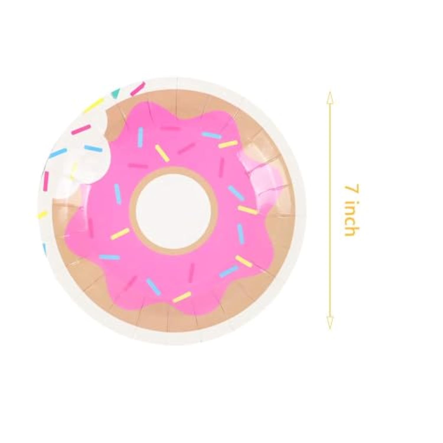 50 Pcs Donut 7 Inch Disposable Paper Dessert Plates For Donut Birthday Party Decoration (Donut)