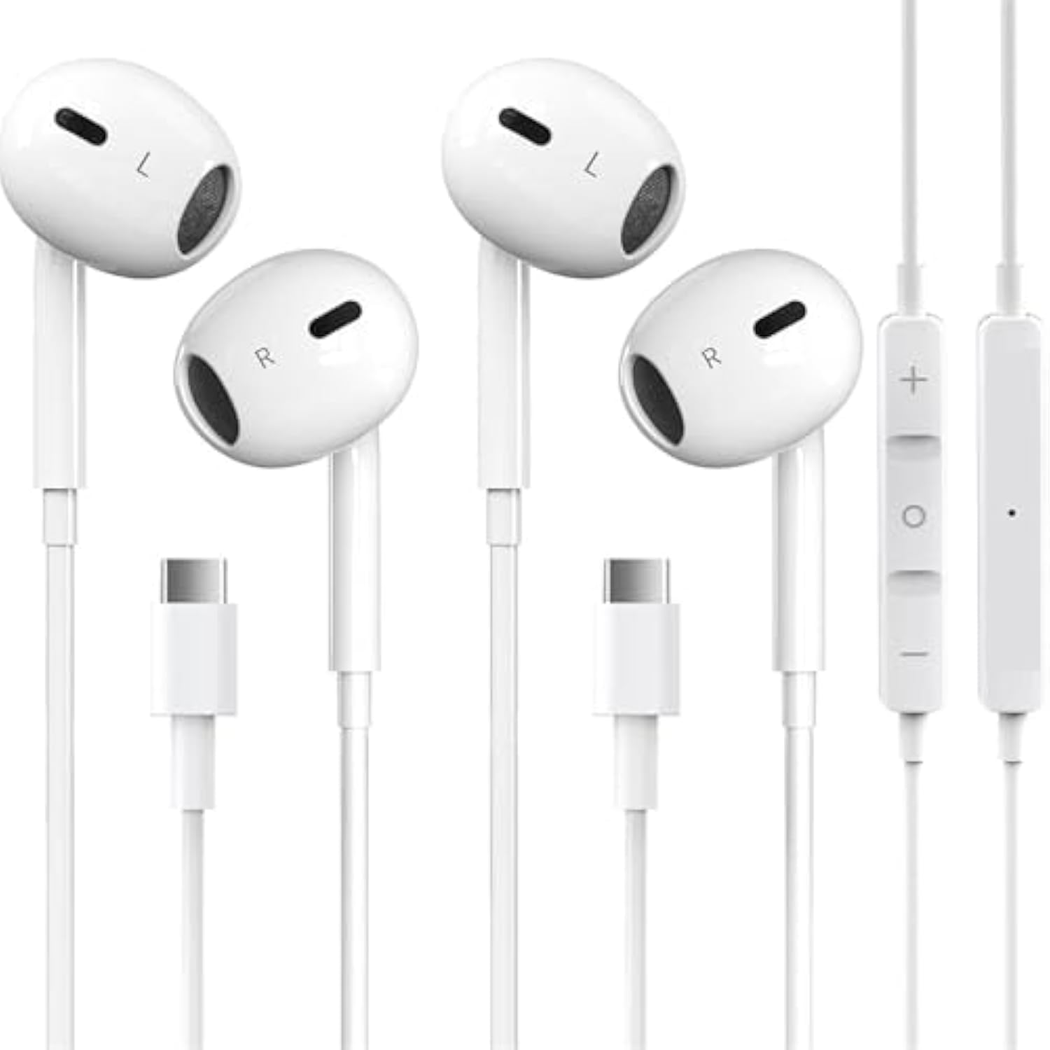 2 Packs Usb C Headphones For Iphone 16/15 Pro Max Plus Type C Earbuds Wired Earphones With Mic & Remote Control Noise Cancelling For Iphone 16/15 Pro, Ipad Pro, Galaxy S23/S22/S21/S20/Ultra Note 10/20